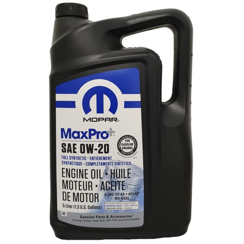 Моторна олія  Mopar MaxPro SAE 0W20 Chrysler MS-6395 ILSAC GF-5 API SN 5л USA (68524013AA) Видаляє нагар