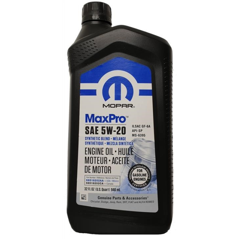 Моторне масло MOPAR MaxPro SAE 5W-20 API SP ILSAC GF-6A (0.946 мл) USA 68218890AC