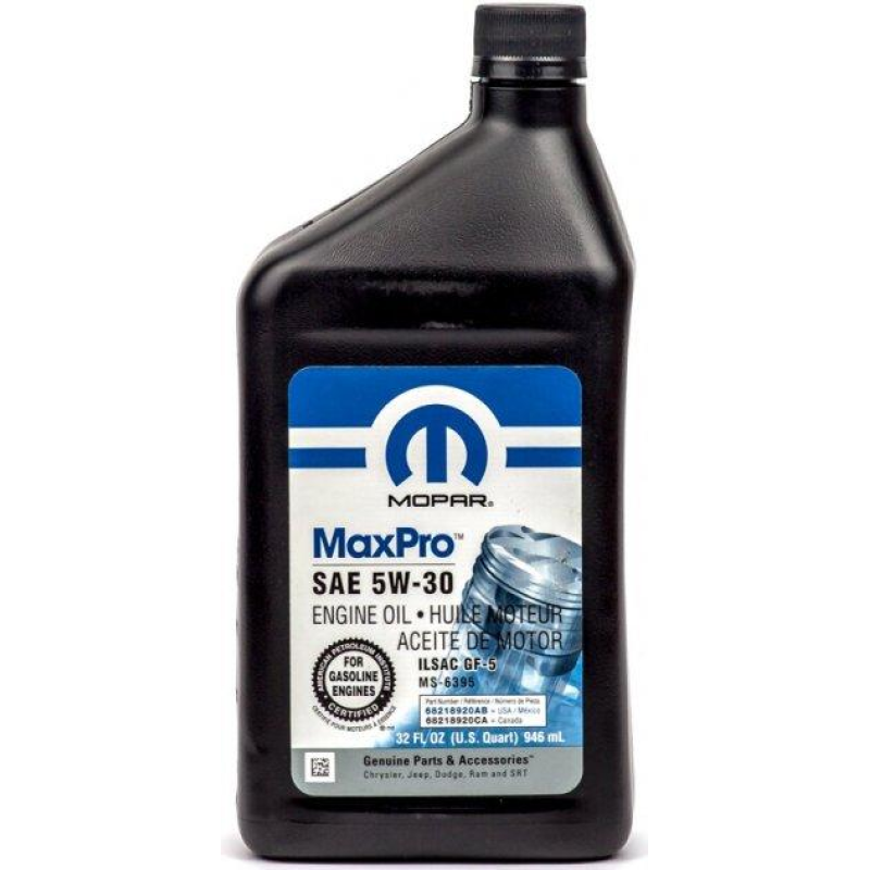 Моторна олива MOPAR MaxPro SAE 5W30 API SP ILSAC GF-6A Chrysler MS-6395 0,946 мл USA (68218920AB)