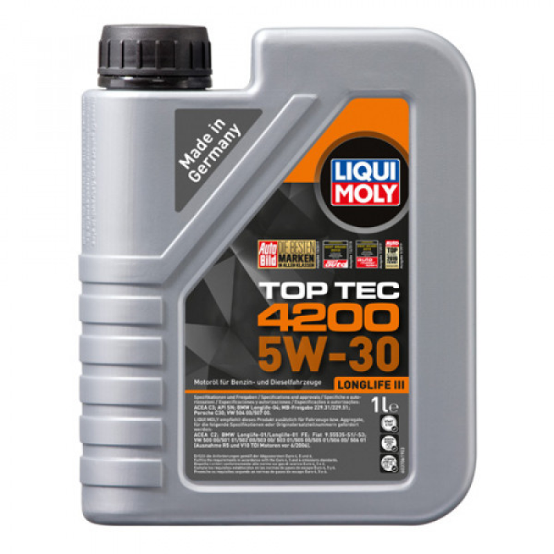 Моторне масло Liqui Moly Top Tec 4200 SAE 5W-30 API SM/CF VW 504/507 PSA B712290 MB 229.51 (1л) 7660