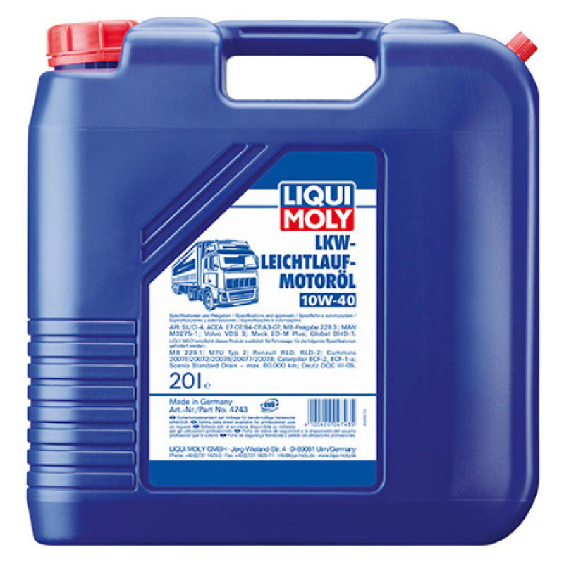 Напівсинтетична моторна олива Liqui Moly LKW Leichtlauf-Motoroil SAE 10W40 Basic 20л (4743)