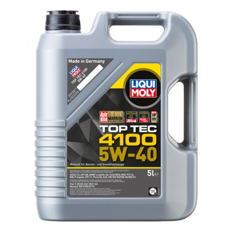 Моторне масло Liqui Moly Top Tec 4100 SAE 5W40 VW 505.00/505.01 ACEA A3/B4 BMW Longlife-04 MB 229.31(5л) 9511